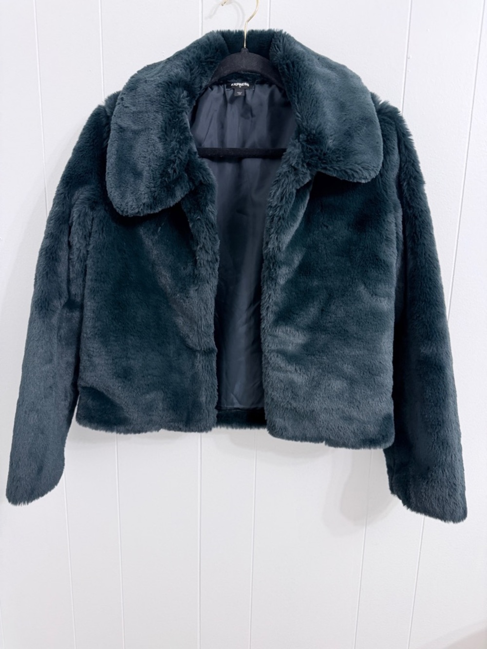 Express Plush Faux Fur Jacket - Dark Emerald